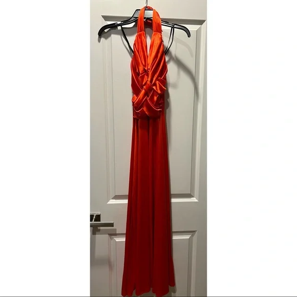 Formal Red Halter Criss Cross Maxi Dress Size 3/4 | Color: Red | Size: S | Camigotbandz's Closet